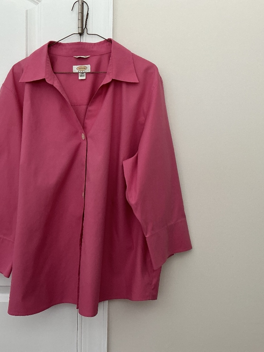 Women’s Talbots Button Down Shirt Women 20W Pink Wrinkle Resistant 3/4 Sleeve